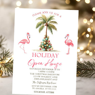 Invitation Boules de Noël Palmiers Flamants Maison Ouverte po