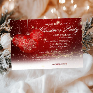 Invitation Boules de Noël, Rouges, Soirée de Noël d'entrepris