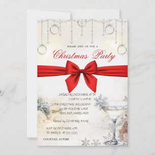 Invitation Boules de Noël, ruban de verre Corporate Noël 
