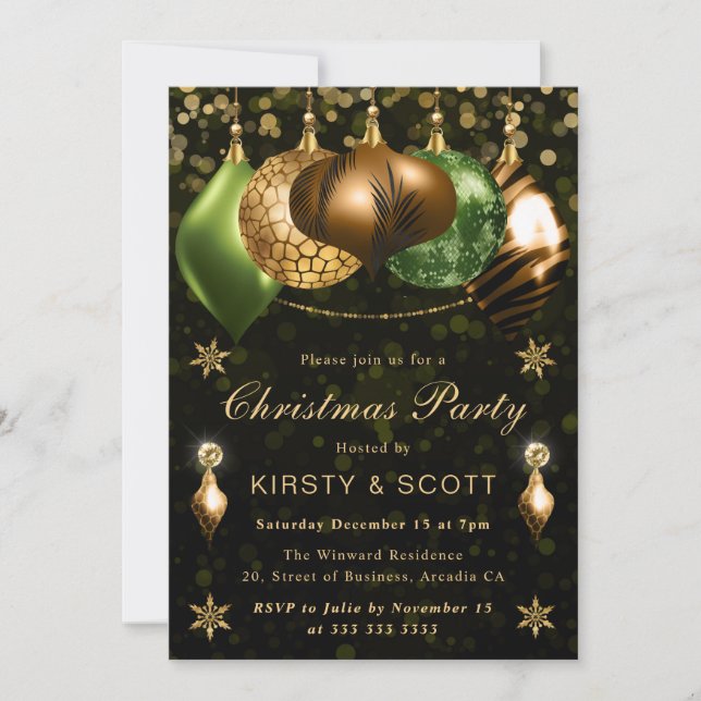 Invitation Boules de Noël Safari Faune Fête de Noël (Devant)