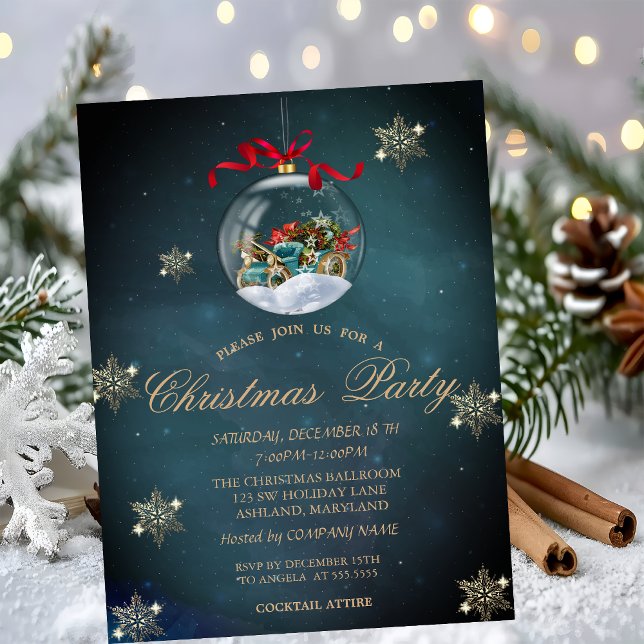 Invitation Boules de Noël sympas, Flocons de neige Fête de No (Créateur téléchargé)