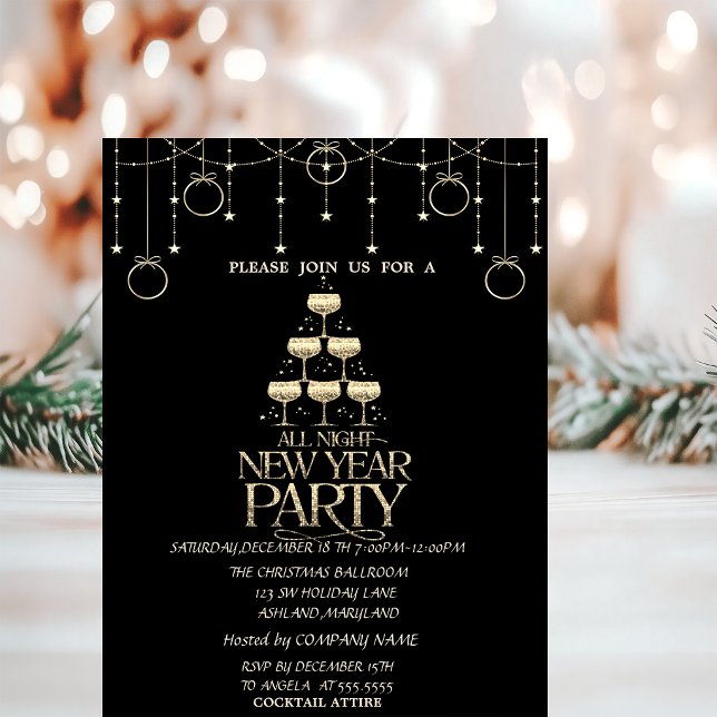 Invitation Boules de Noël, Verrerie de Champagne de Noël  (Créateur téléchargé)
