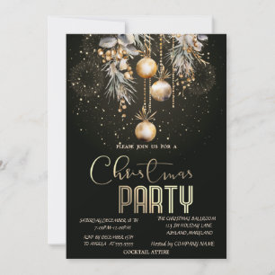 Invitation Boules de Noël Vintage Feux d'artifice Noël