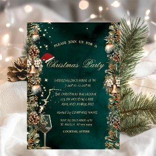 Invitation Boules de pin sylvestre Verre Vert Noël d'entrepri