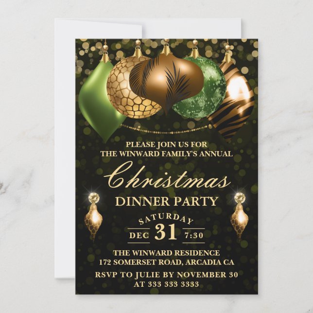 Invitation Boules de safari faune fêtes de Noël (Devant)