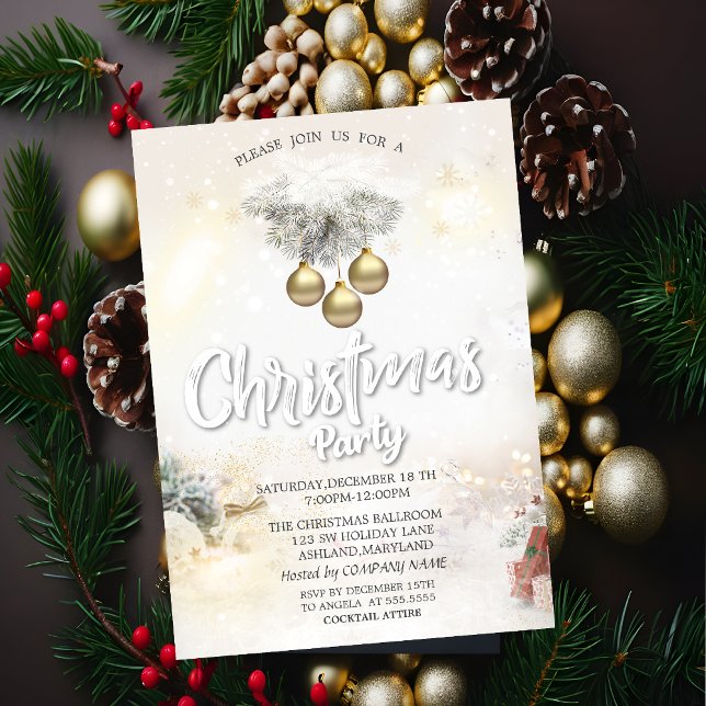 Invitation Boules dorées Présents Société de Noël (Créateur téléchargé)