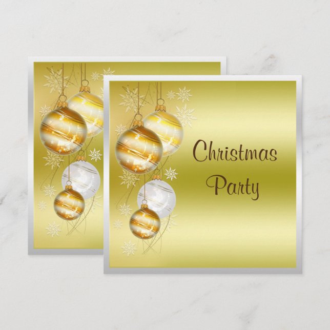 Invitation Boules et Étoiles de Noël Fête de Noël (Devant / Derrière)