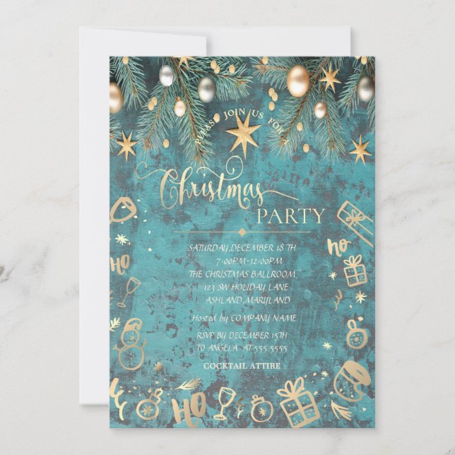 Invitation Boules et Étoiles de Noël Vintage (Devant)
