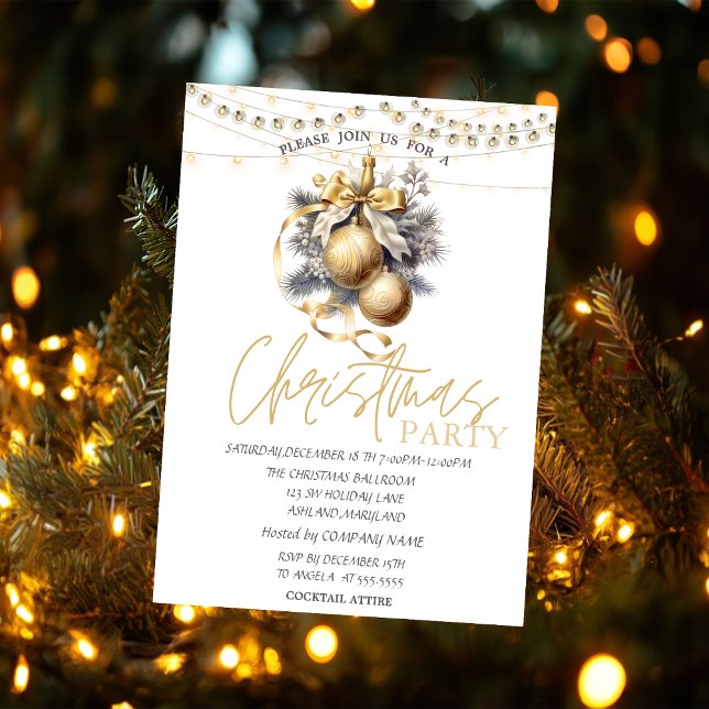 Invitation Boules étoiles de Noël chic élégantes de Noël  (Créateur téléchargé)