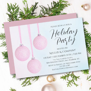 Invitation Boules roses modernes pour la fête de Noël d'entre