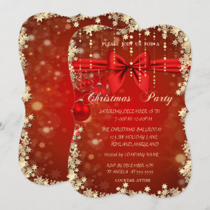 Invitation Boules rouges de Noël, Arc, Fête corporative dorée