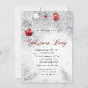 Invitation Boules rouges de Noël élégantes Fête de Noël