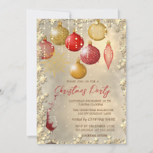 Invitation Boules rouges dorées de Noël Verrerie Entreprise F