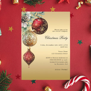 Invitation Boules rouges or affaires Noël fête