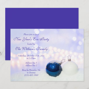 Invitation Boules scintillantes de neige Soirée du Nouvel An