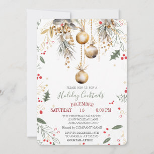 Invitation Boules Vintage Compagnie de Noël Holly Berry Chris
