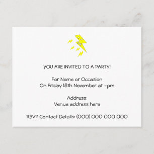 Invitation Boulon de foudre fâché. Jaune sur le blanc