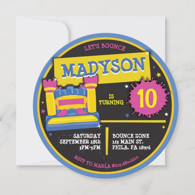 Invitation BOUNCE HOTEL CHÂTEAU PRINCESS Fête d'anniversaire (Devant)