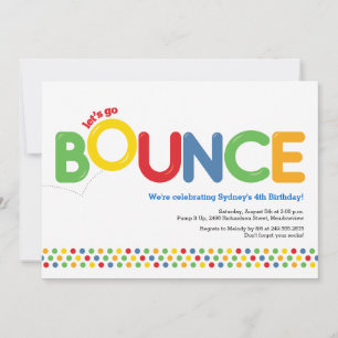 Invitation Bounce House Anniversaire fête Rouge Bleu Jaune Ve