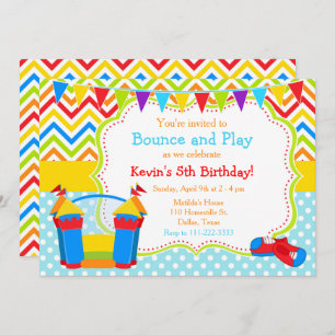 Invitation Bounce House Bouncy Castle Anniversaire bleu