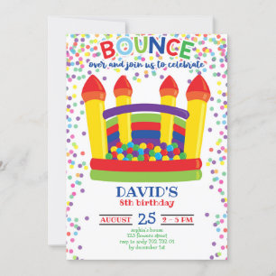 Invitation Bounce House Colorée Boy Fête d'anniversaire