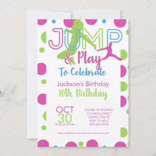 Invitation Bounce House Jump Party Trampoline Park Anniversai