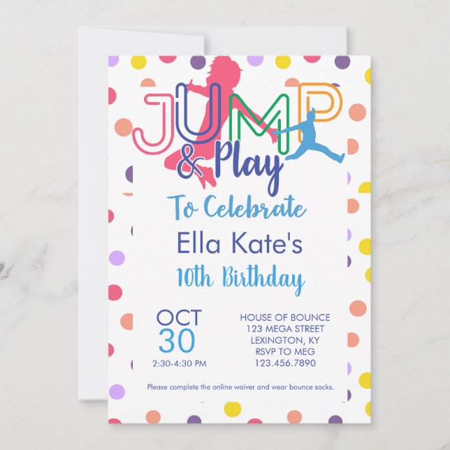 Invitation Bounce House Jump Party Trampoline Park Anniversai (Devant)