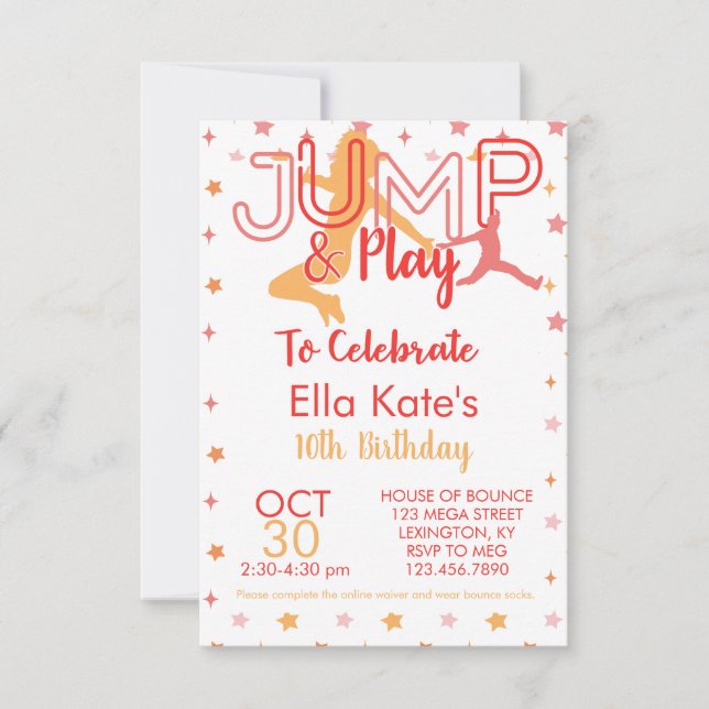 Invitation Bounce House Jump Party Trampoline Park Anniversai (Devant)