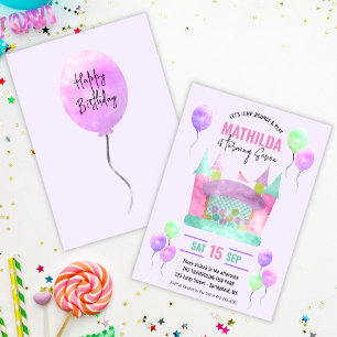 Invitation Bounce House Jump Trampoline Fille fête d'annivers
