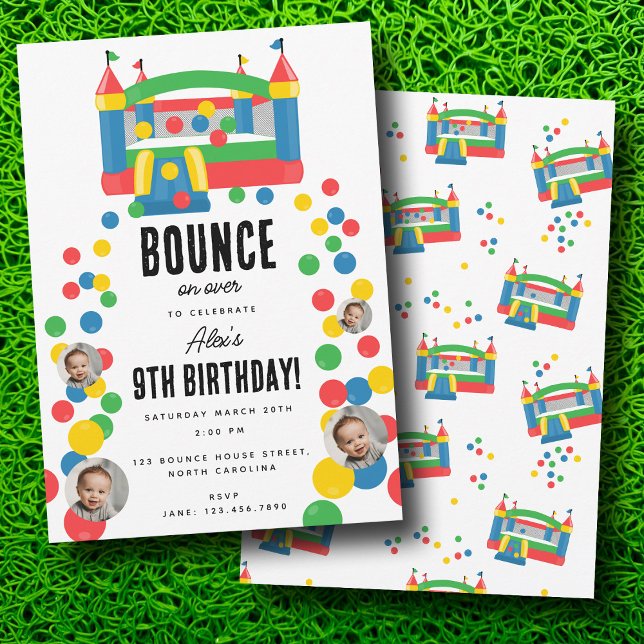 Invitation Bounce House Jumping Castle Anniversaire Photo per (Bounce House Jumping Castle Birthday Custom Photo Invitation)