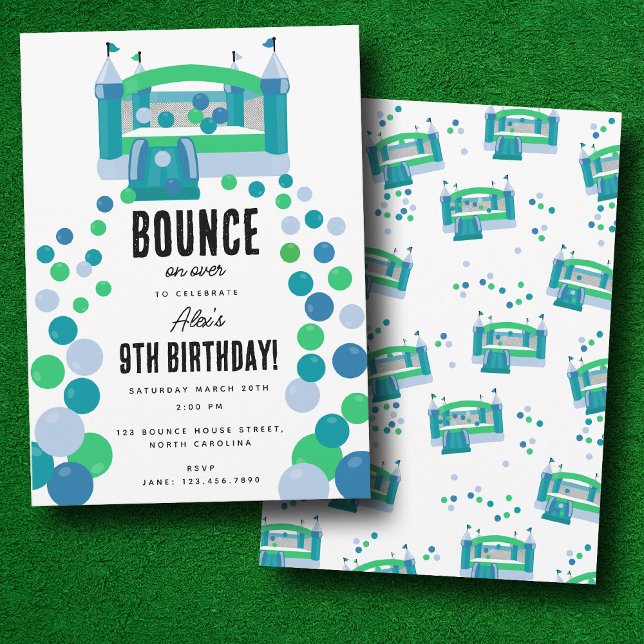 Invitation Bounce House Jumping Castle Boys fête d'anniversai (Bounce House Jumping Castle Boys Birthday Party Invitation)