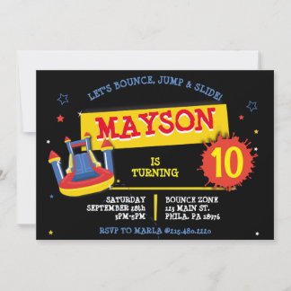 Invitation BOUNCE HOUSE SLIP and SLIDE Anniversaire