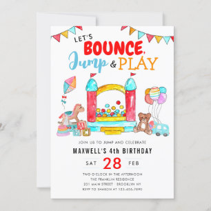 Invitation Bounce Jump Play Kids Trampoline Park Anniversaire