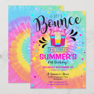 Invitation Bounce Party Tie Dye Invitation Jump