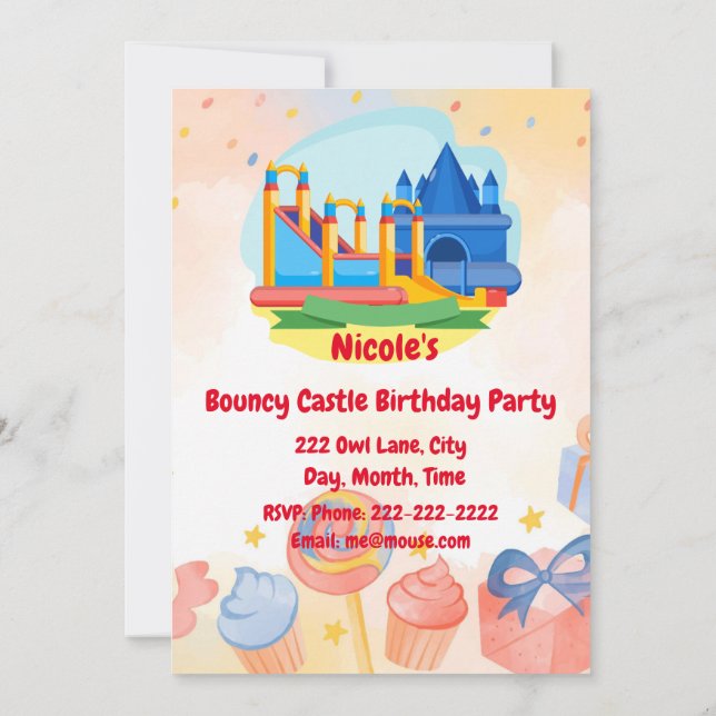 Invitation Bouncy Castle Adventure Park Birthday Party Invi (Dos)