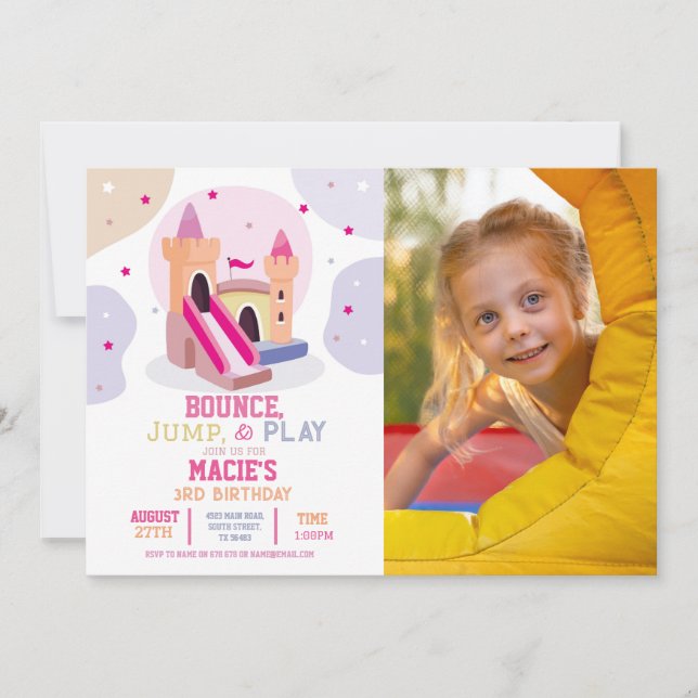 Invitation Bouncy Castle Anniversaire Photo Bounce House (Devant)