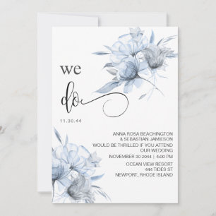 Invitation *~* Bouqet bleu Dusty Floral RSVP QR AR15 MARIAGE