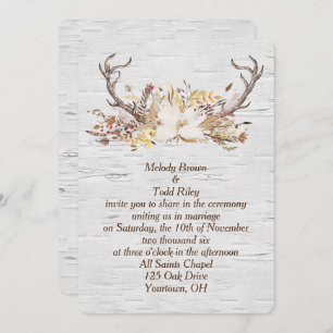 Invitation Bouquet Antler Cerf d'automne sur Birch