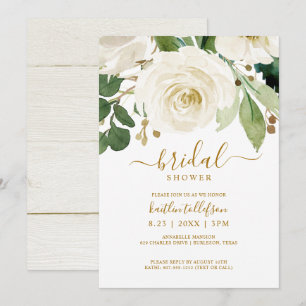 Invitation Bouquet Aquarelle de Linge de Mariée Blanc