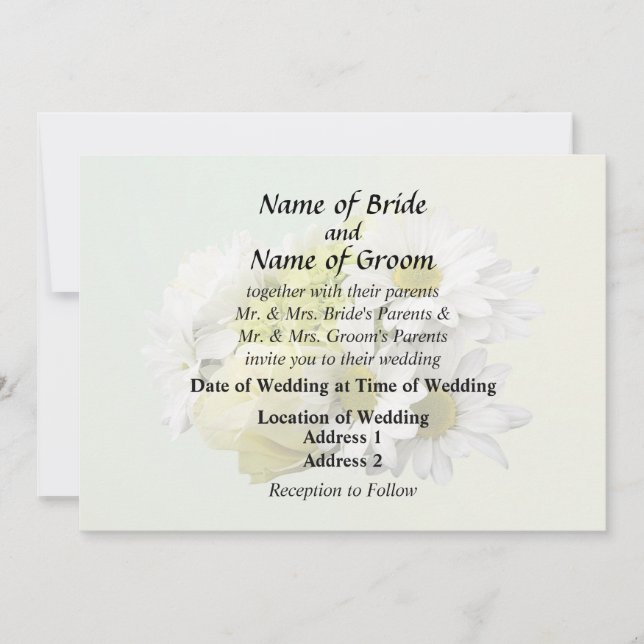 Invitation Bouquet aux teintes de blanc et de jaune (Devant)