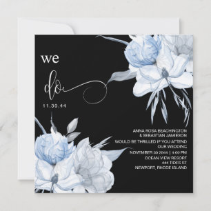 Invitation *~* Bouquet bleu bouché floral AR15 QR MARIAGE RSV