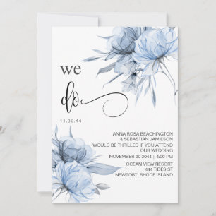 Invitation *~* Bouquet bleu Dusty AR15 Floral RSVP QR MARIAGE