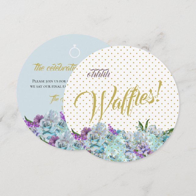 Invitation Bouquet bleu turquoise Mariage suite Brunch Récept (Devant / Derrière)