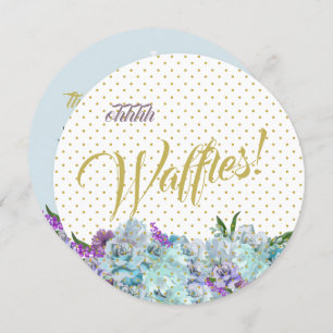 Invitation Bouquet bleu turquoise Mariage suite Brunch Récept