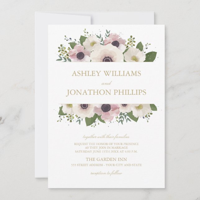 Invitation Bouquet Blush Anemone (Devant)
