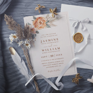 Invitation Bouquet Bohème Élégant Rustique Mariage Moderne