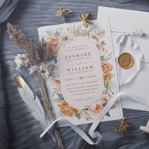 Invitation Bouquet Bohème Fleurs Rustiques Mariage Élégant
