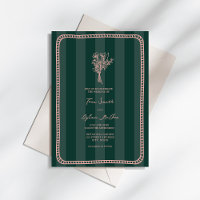 Bouquet Bordure vert Mariage rose rayure