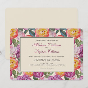 Invitation Bouquet coloré d'aquarelle florale - Mariage