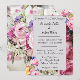 Invitation Bouquet coloré de fleurs Mariage